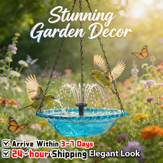 Hanging Solar Powered Bird Bath Fountain For Outdoor Garden Decor