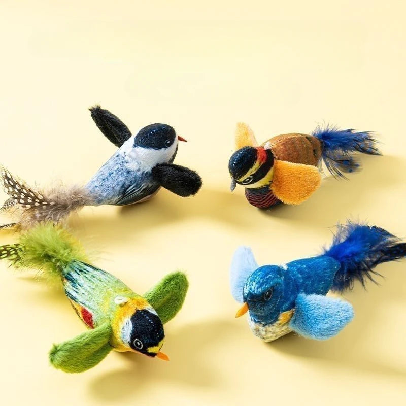 Wall Hanging Sound Sensing Bird Plush Catnip Toy For Kittens Interactive Teaser