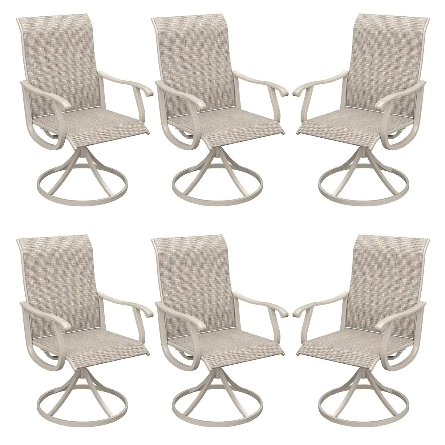 Patio Swivel Dining Chairs Set of 6 Textilene All Weather
