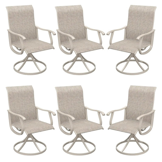 Patio Swivel Dining Chairs Set of 6 Textilene All Weather