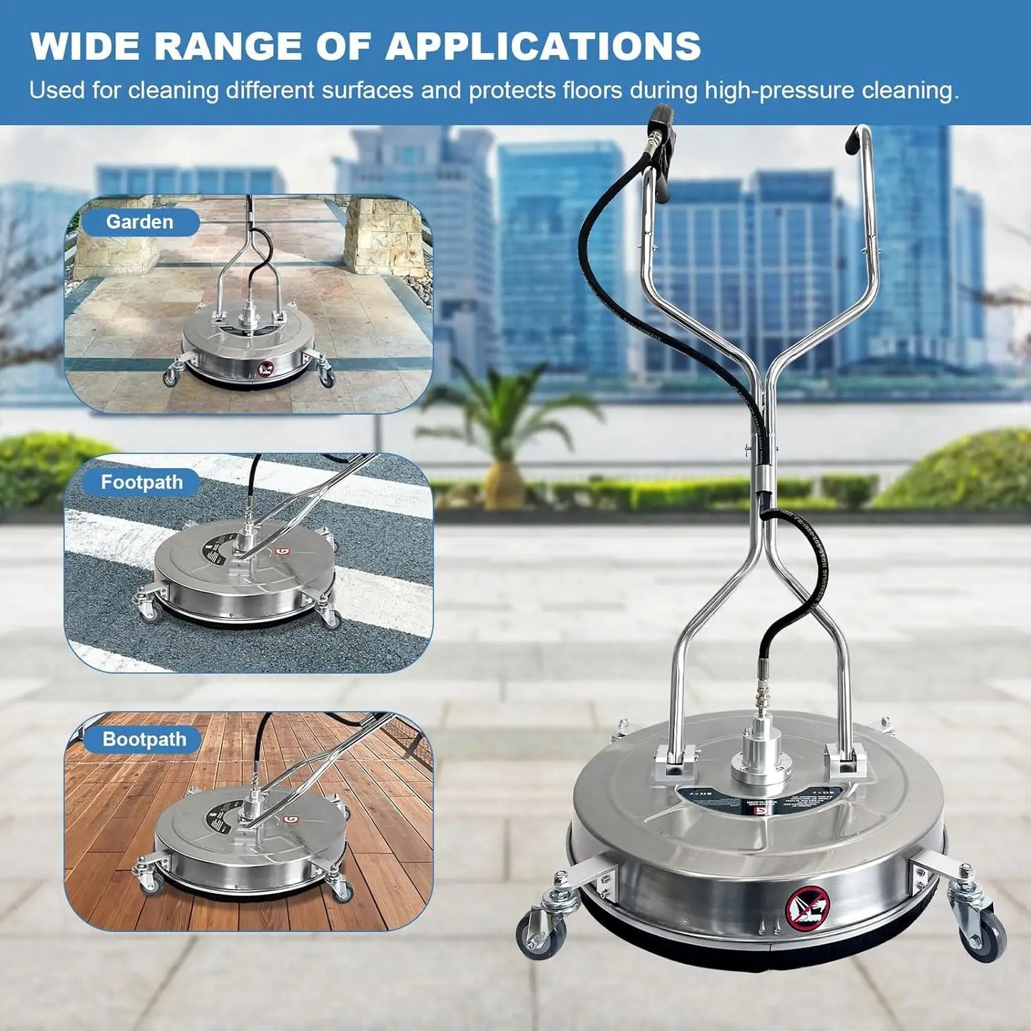 HiMISS Surface Cleaner For Pressure Washer 4600 PSI Quick Connect Dual Handles