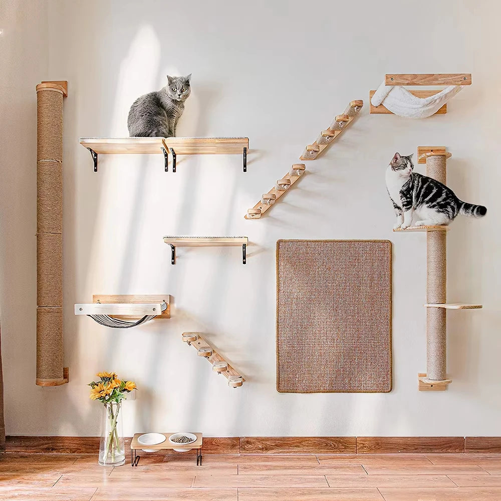 Cat Wall Mounted Climbing Shelf With Sisal Scratching Post