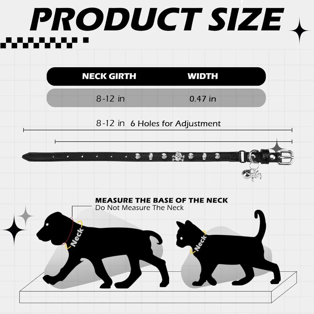 Adjustable Leather Cat Collar With Safety Elastic D-Ring Buckle