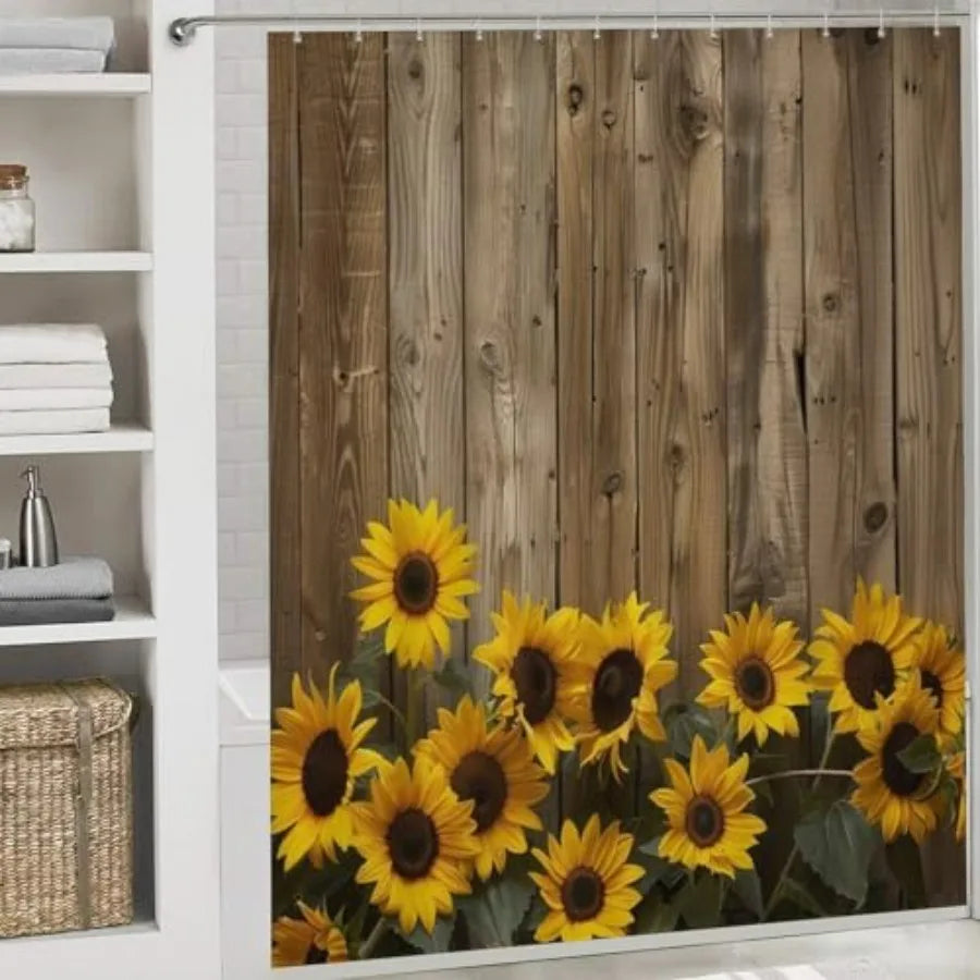 Rustic Farmhouse Shower Curtain Set With Rugs And Bath Mat