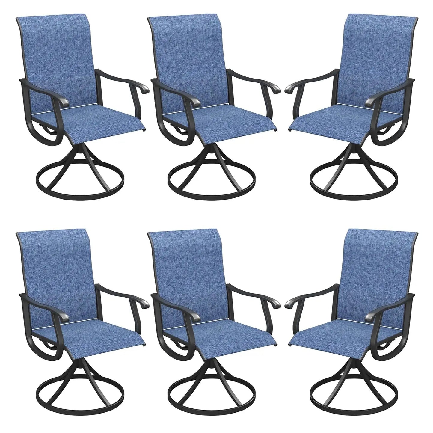 Patio Swivel Dining Chairs Set of 6 Textilene All Weather