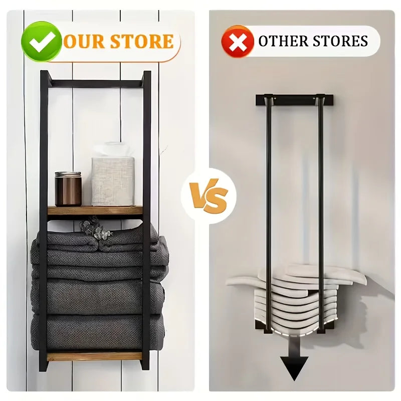 2-Layer Carbon Steel Wall-Mounted Towel Rack French Country Style