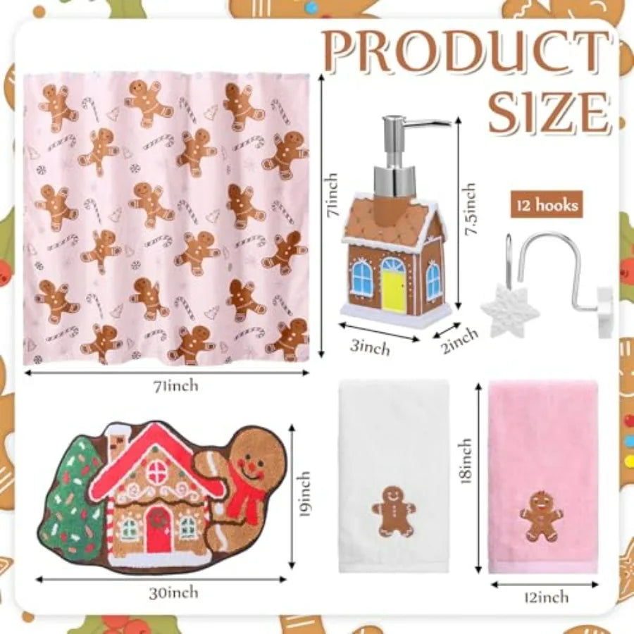 Christmas Gingerbread Man Bathroom Accessories Set