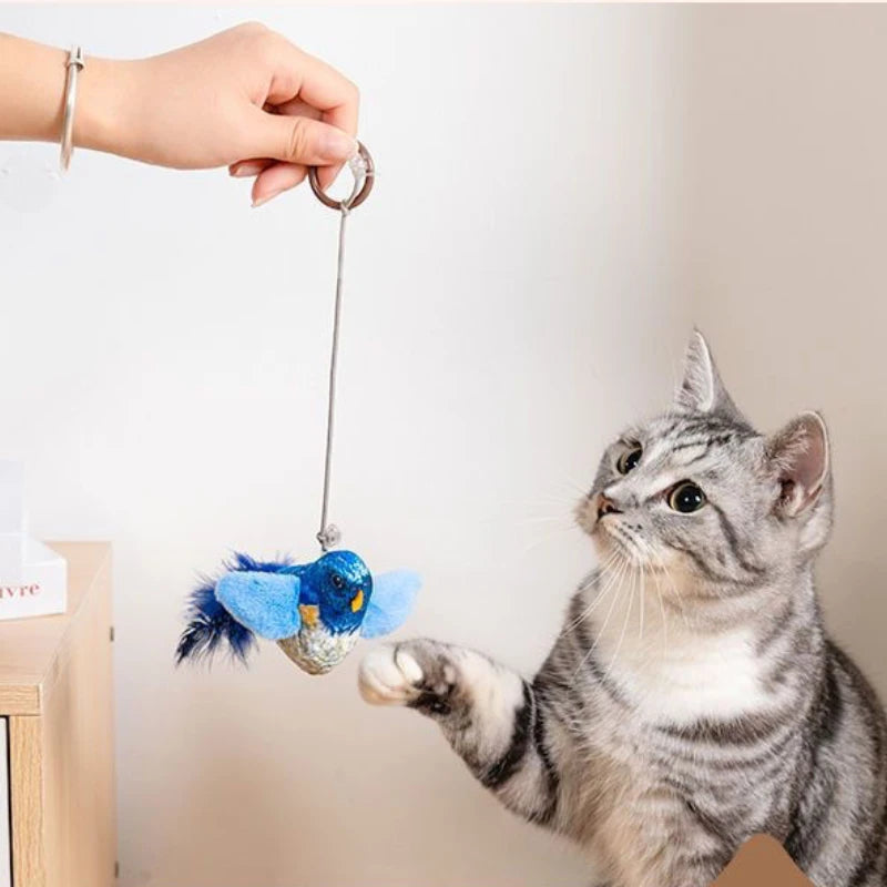 Wall Hanging Sound Sensing Bird Plush Catnip Toy For Kittens Interactive Teaser