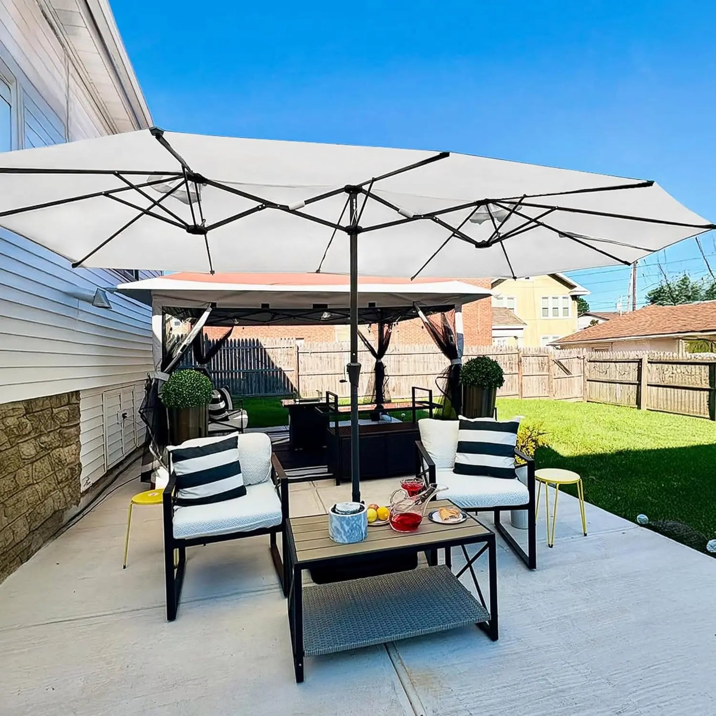 Rectangle Market Umbrella With Crank And Base Included