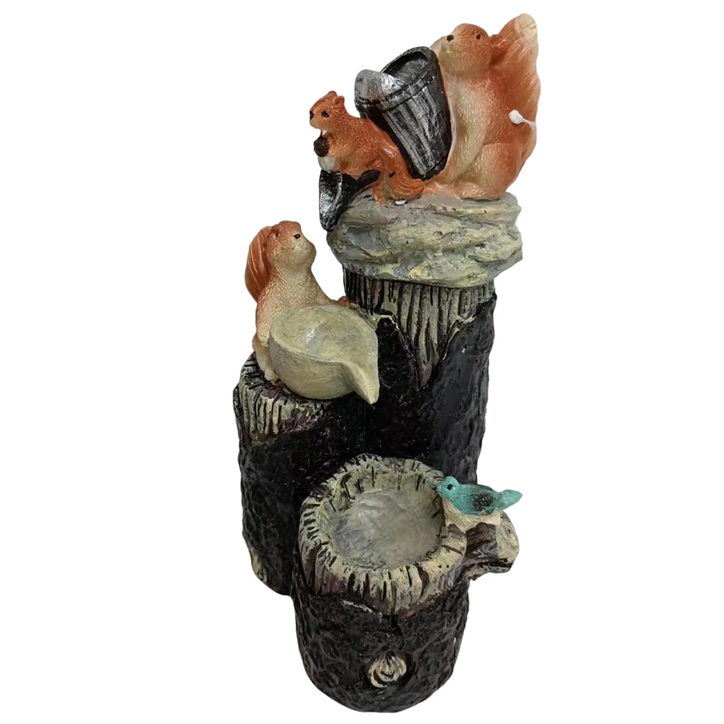 alloet Duck Squirrel Fountain Statue For Garden And Patio Decor