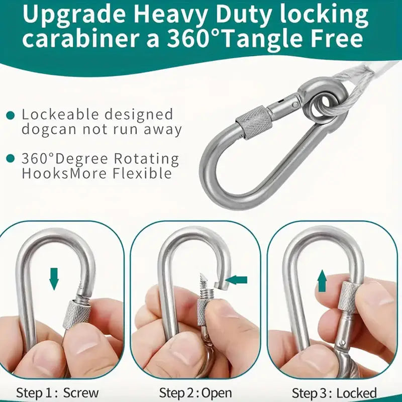 Stainless Steel Double Headed Dog Tie Out Cable Leash