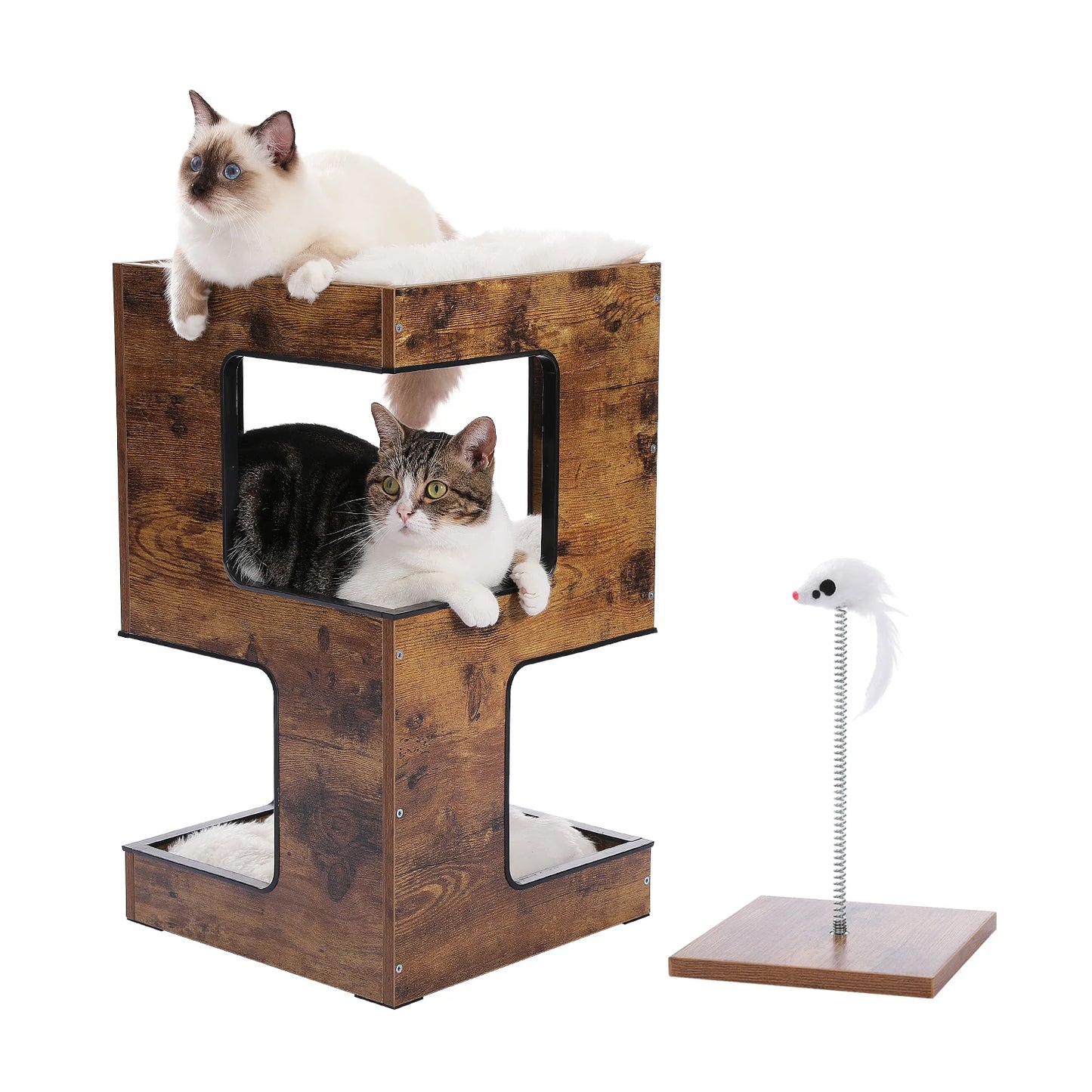 PAWZ Road Wood Cat Condo With Scratching Pad And Mats