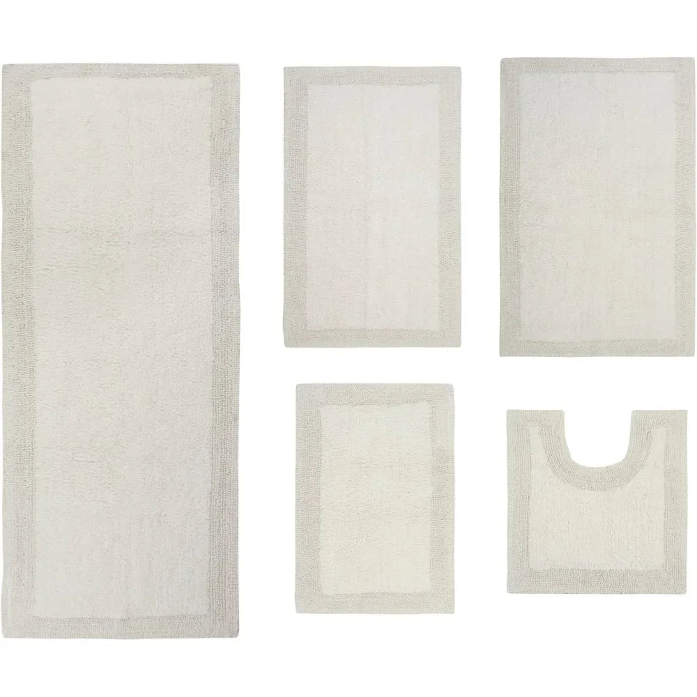 Reversible Cotton Bathroom Rug Set For Soft Absorbent Comfort