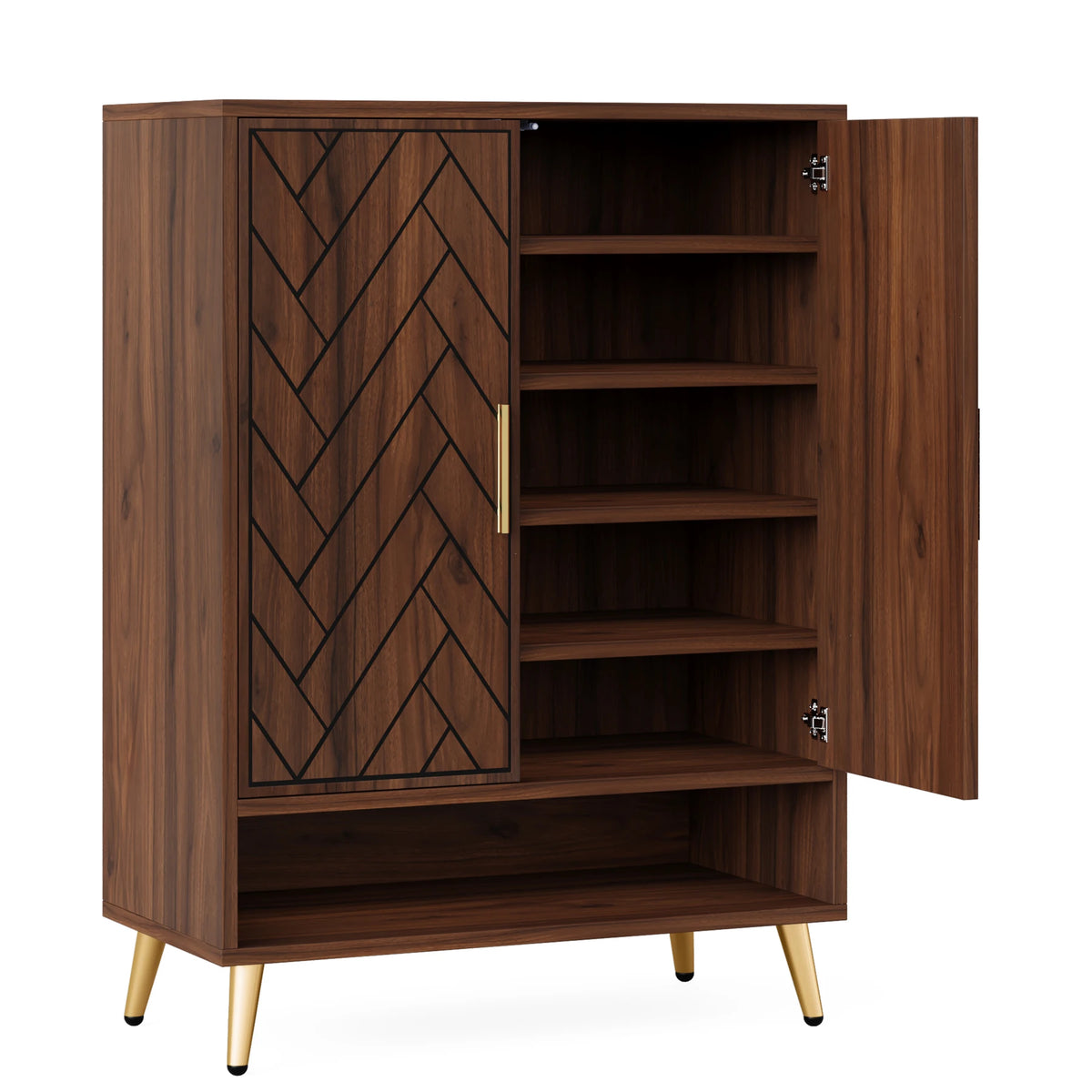 Tribesigns Six Tier Shoe Cabinet With Doors And Adjustable Shelves