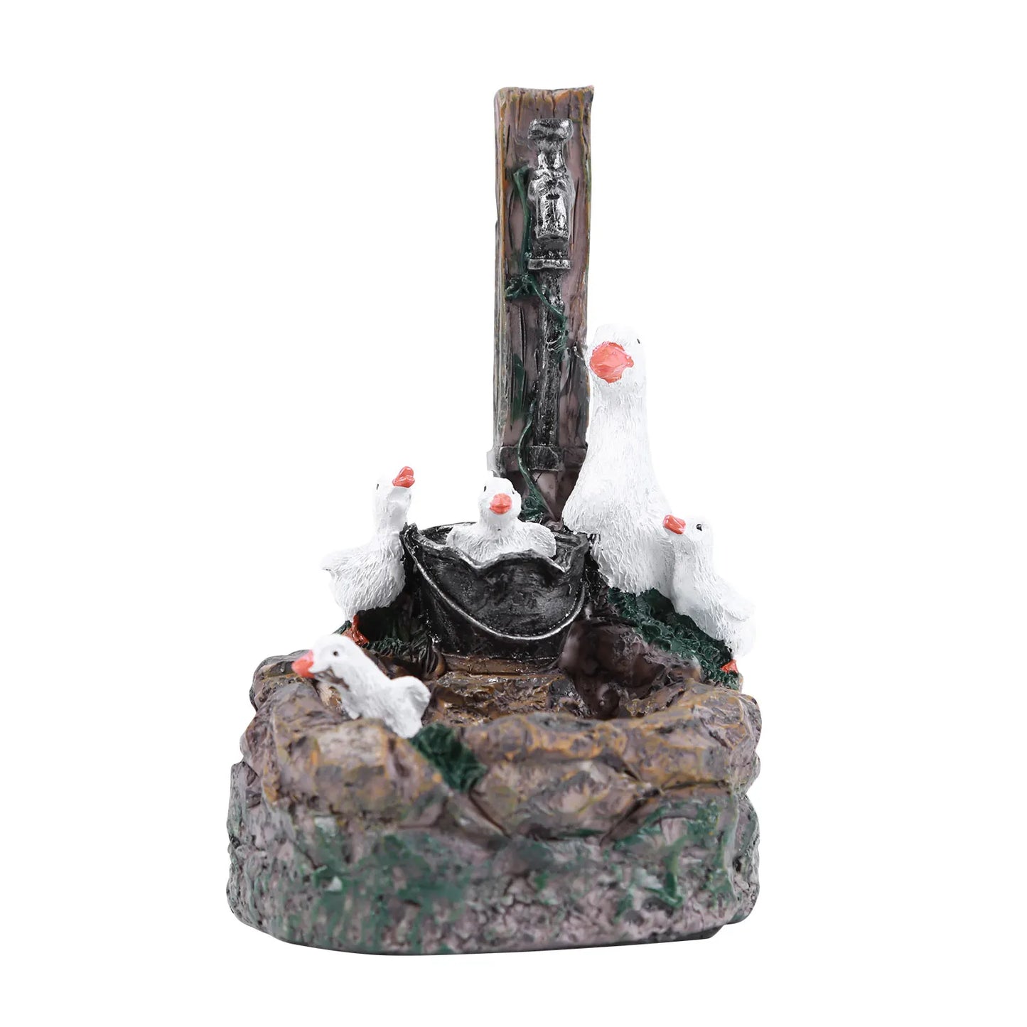 alloet Duck Squirrel Fountain Statue For Garden And Patio Decor