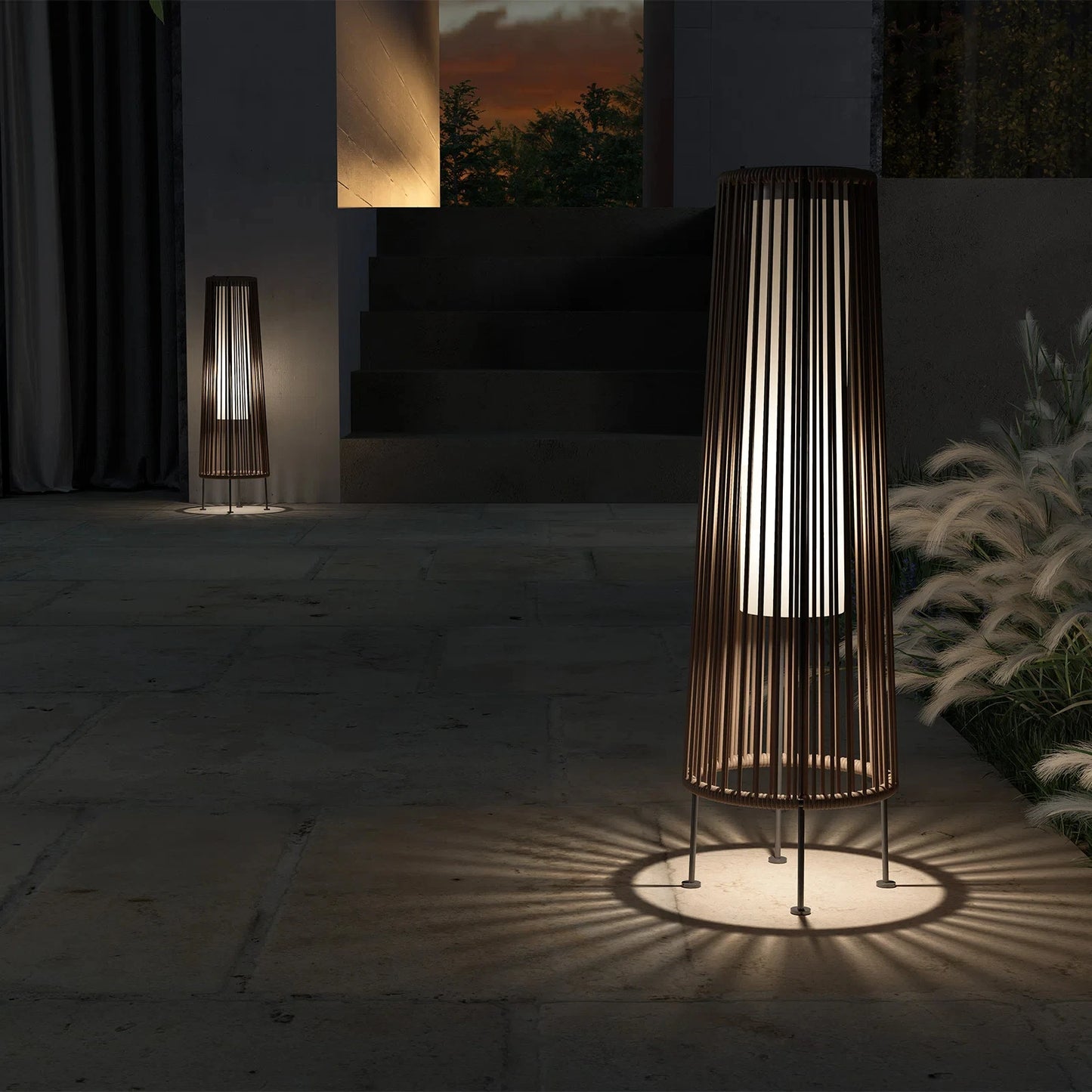 Grand Patio Wicker Solar Floor Lamp Outdoor Deck and Garden Light