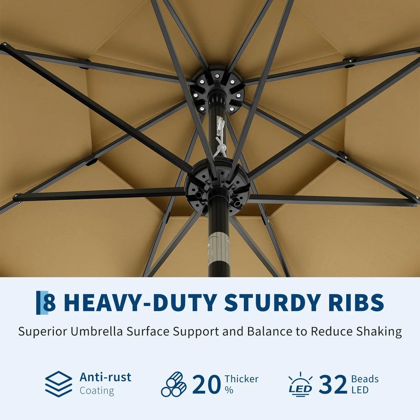 HiMISS 3 Tier Patio Umbrella Vented Sunshade Crank Tilt