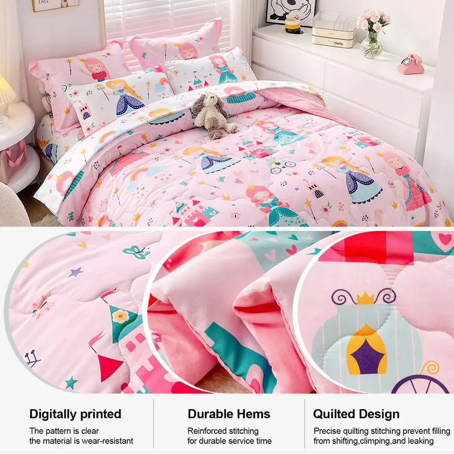 Princess Comforter Set For Girls Bed In A Bag 7-Piece