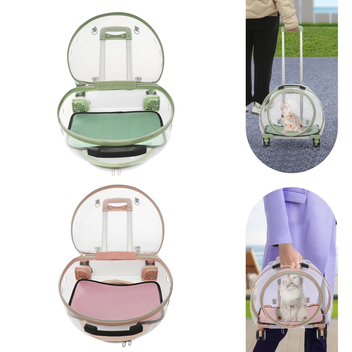 Breathable Cat Carrier With Rolling Wheels For Cats Lightweight