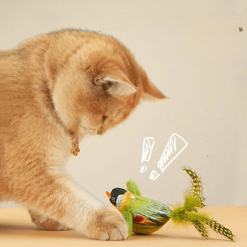 Wall Hanging Sound Sensing Bird Plush Catnip Toy For Kittens Interactive Teaser