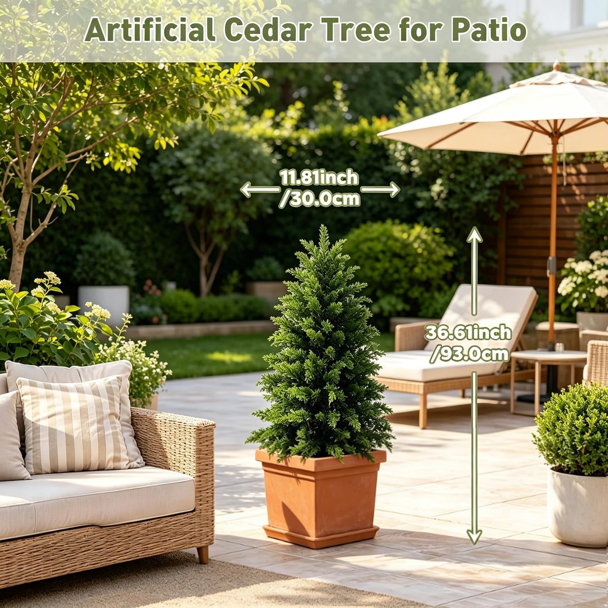Artificial Cedar Topiary Tree UV Resistant Indoor Outdoor Decor