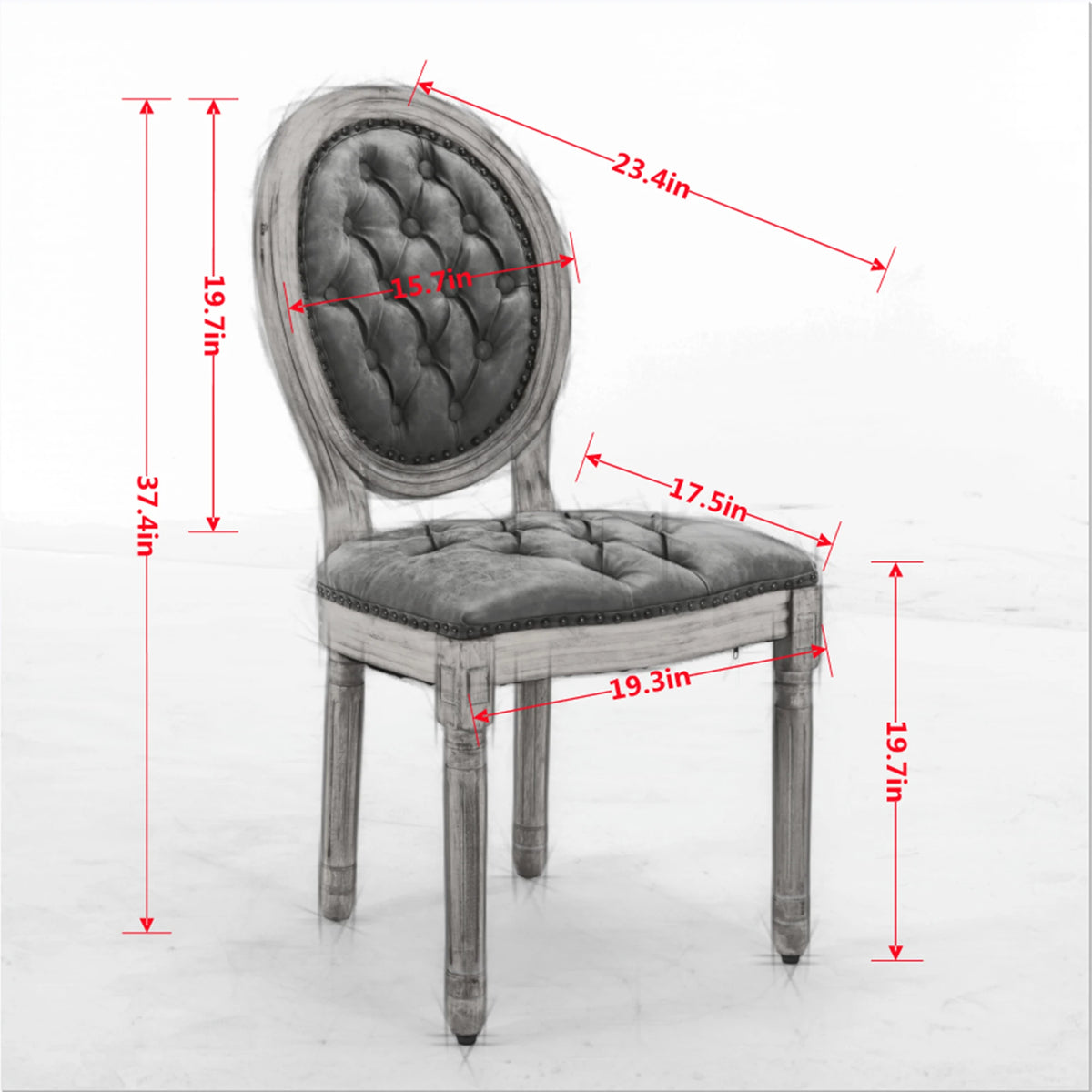 OAKCIA French Solid Wood Dining Chair With Antique Nailhead Trim