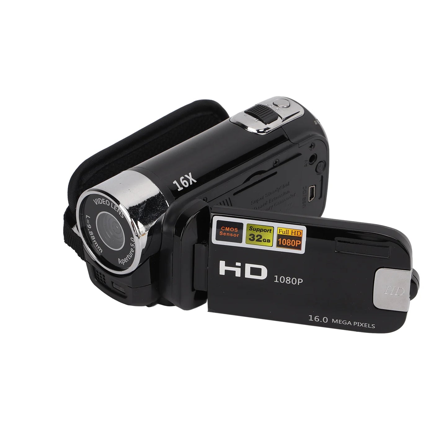 16X Zoom Camcorder 270 Degree Rotating 16MP Full HD 1080P