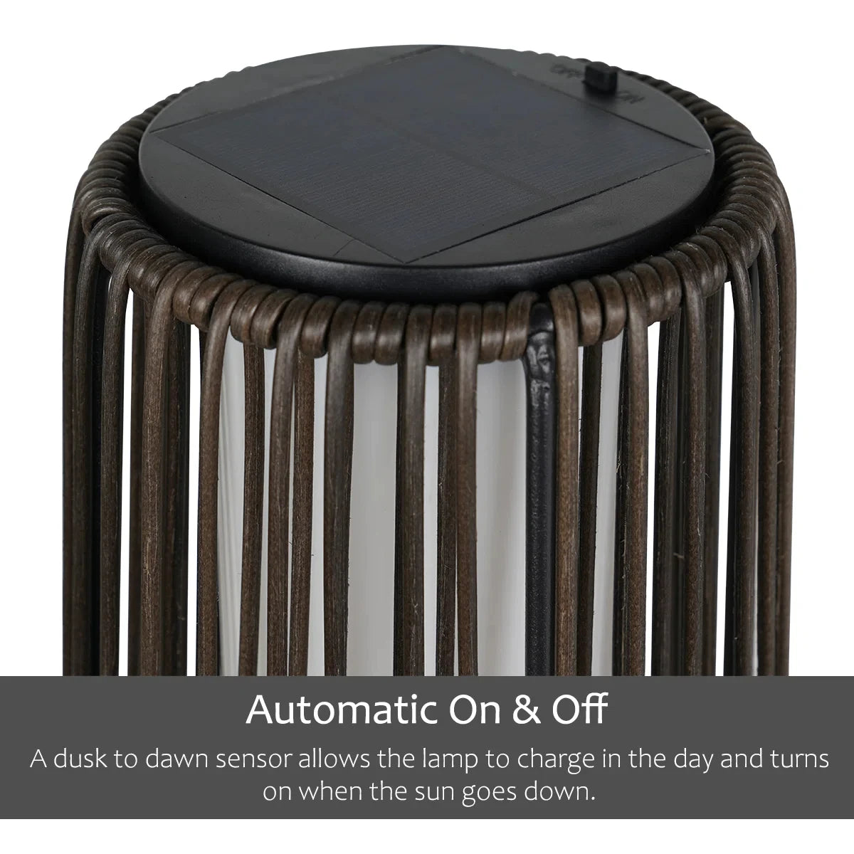 Grand Patio Wicker Solar Floor Lamp Outdoor Deck and Garden Light