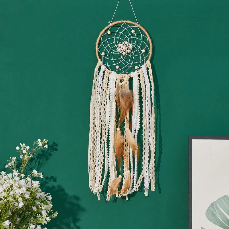 Dream Catcher Moon Dream Chaser Bohemian Wall Decor Handcrafted