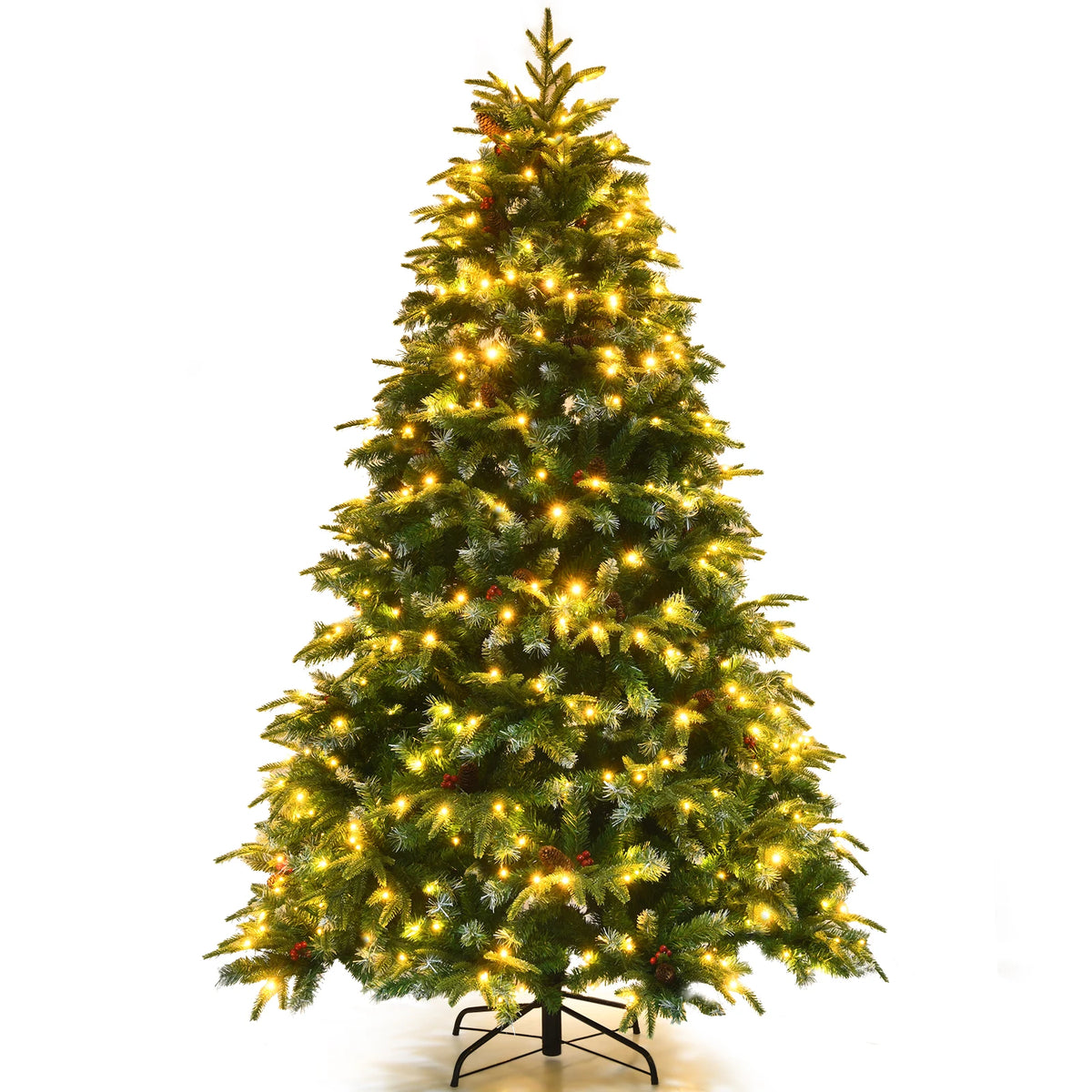 LIFEZEAL Pre Lit Artificial Christmas Tree With Realistic Pine Cones