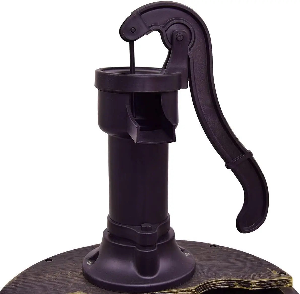 Rustic 2-Tier Outdoor Fountain With Hand Pump For Garden Decor