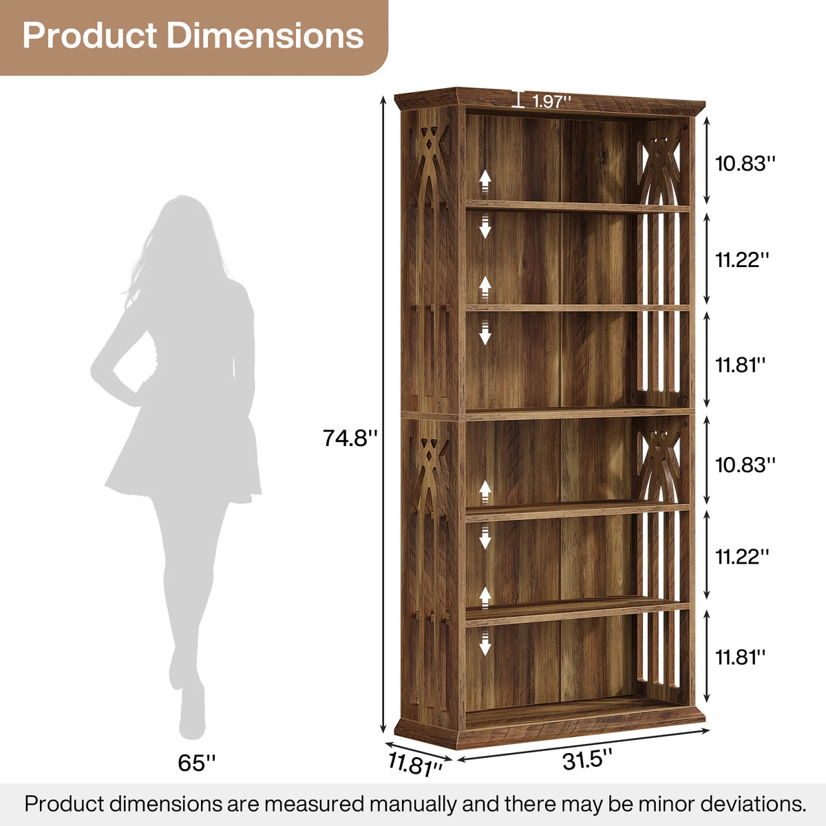 Tribesigns Six Tier Freestanding Wooden Display Bookshelf Bookcase