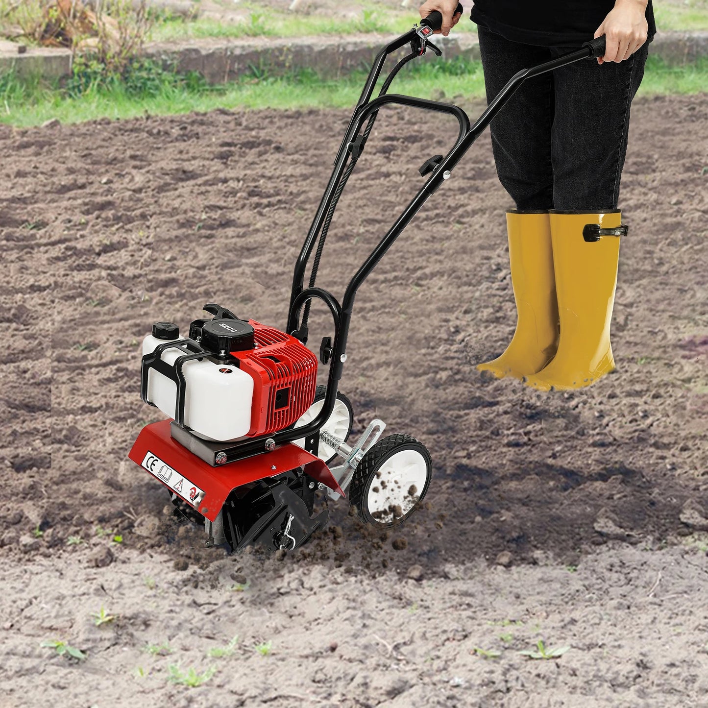 52CC Gas Tiller Cultivator 1700W Rototiller Garden Tool