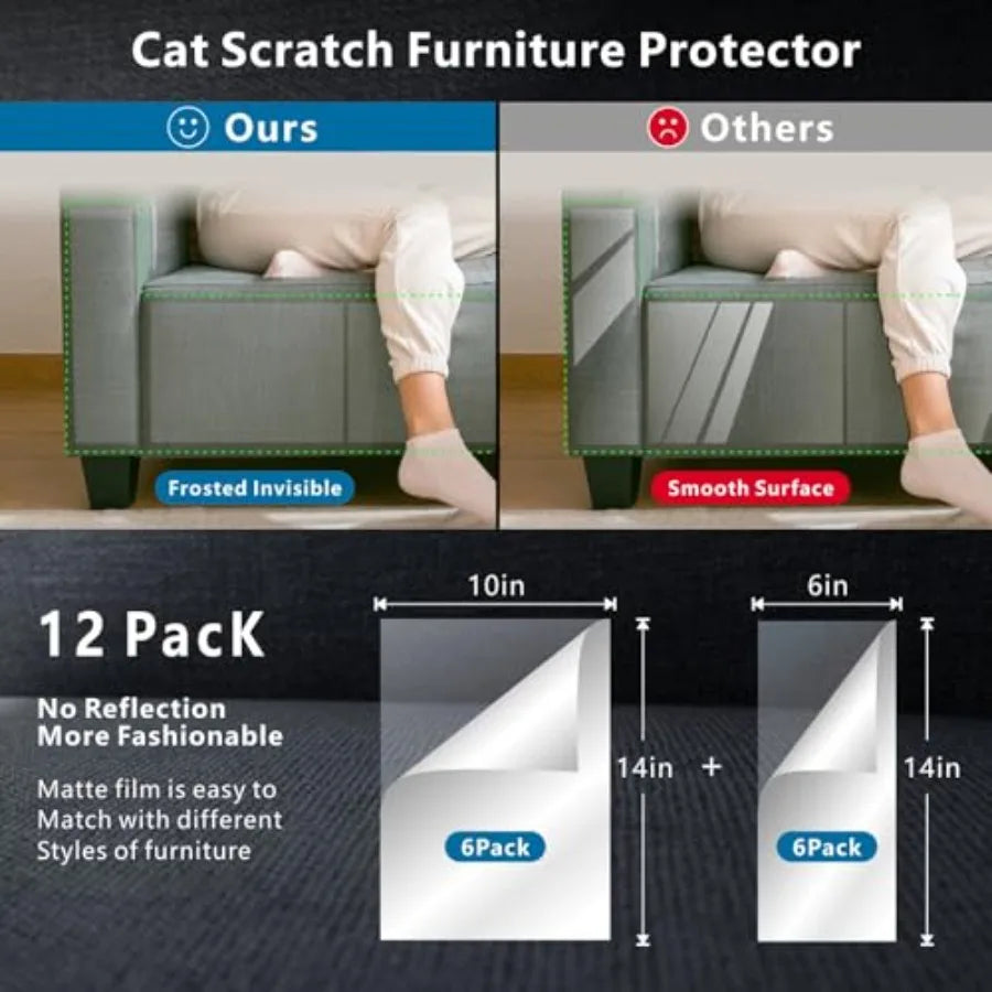 Cat Scratch Furniture Protector 12 Pack Clear Self Adhesive Guards