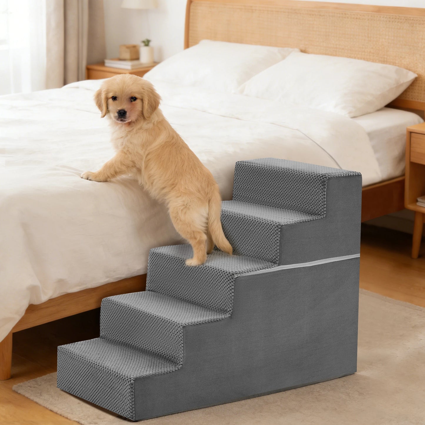 JHK Right Angled Foam Dog Stairs For Small Dogs Ramp