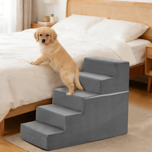JHK Right Angled Foam Dog Stairs 3 To 5 Steps Non Slip Indoor Ramp