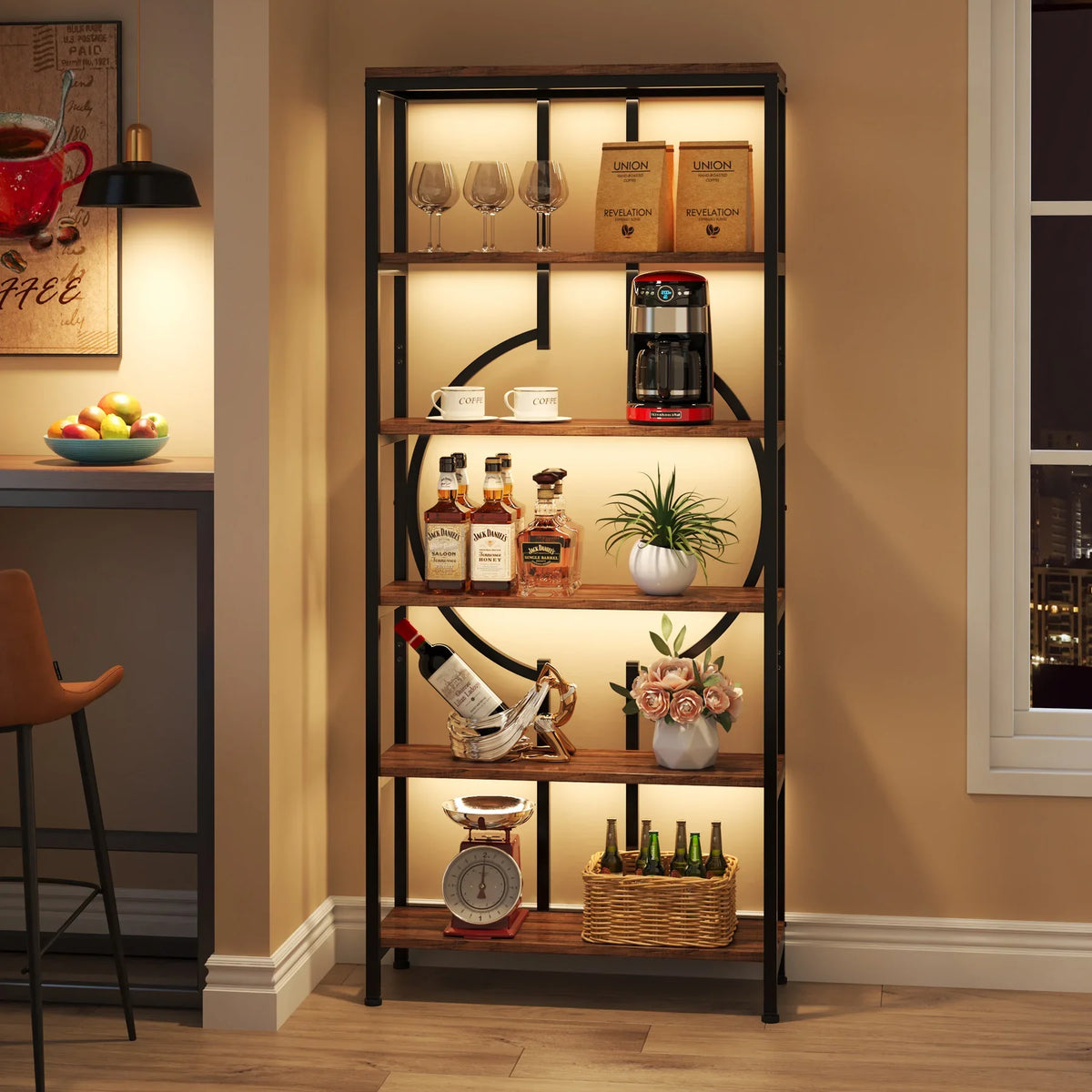 Tribesigns Industrial Bookshelf With Open Shelves And Metal Frame