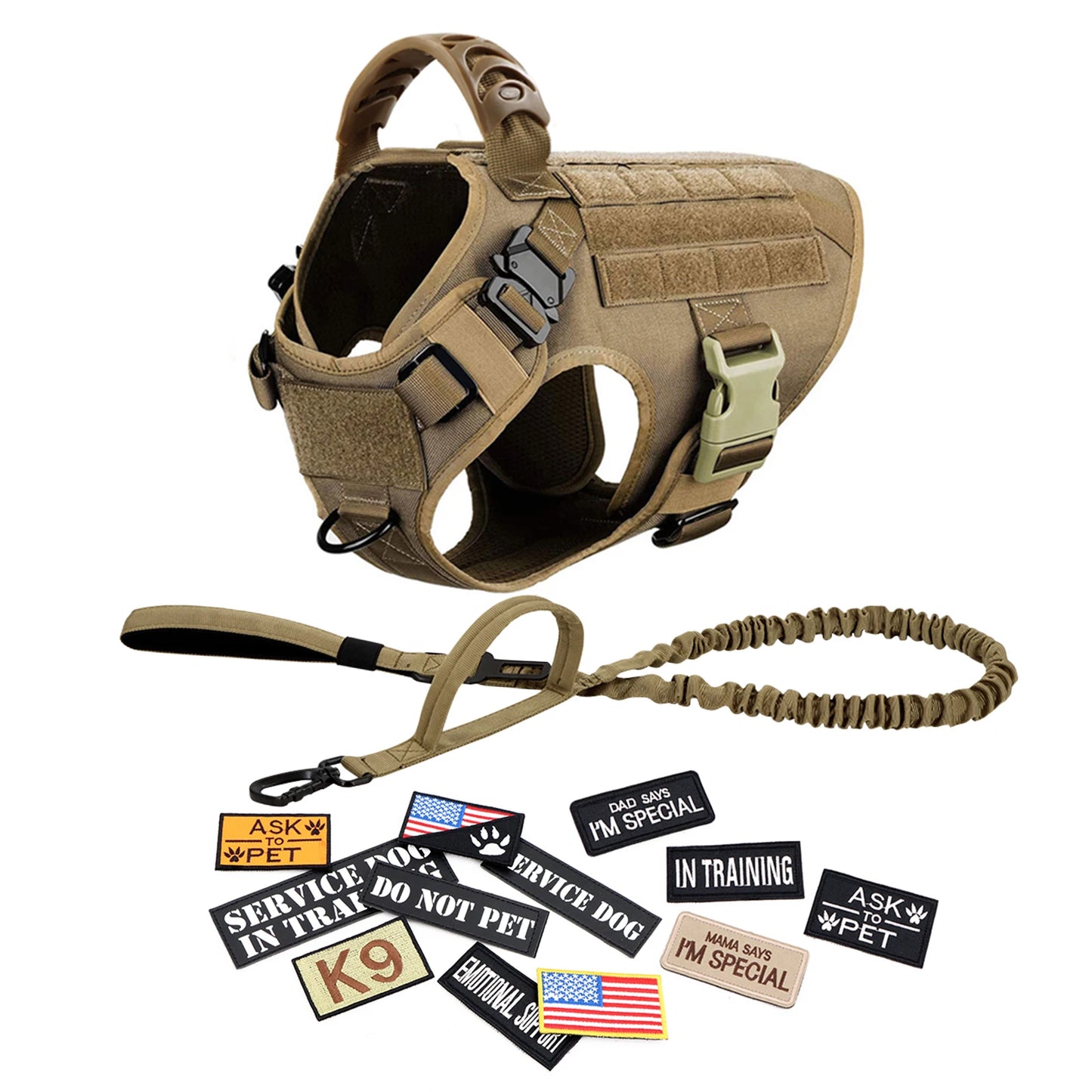 Petravel Military Large Dog Harness Vest Set With Patches For Training