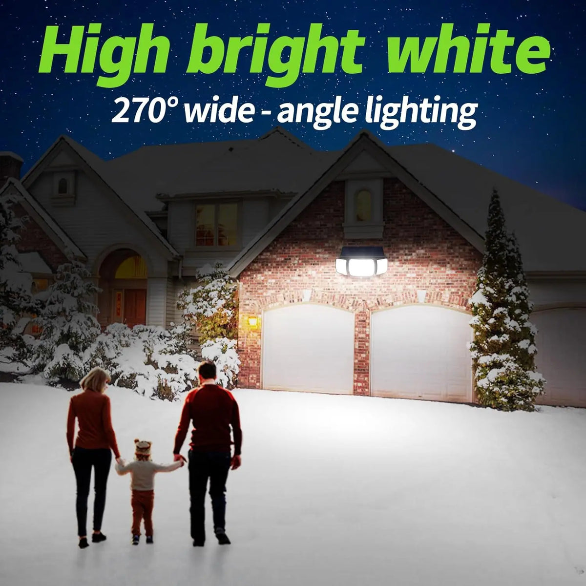 Intelamp Outdoor Solar LED Security Light With Dual Motion Sensors