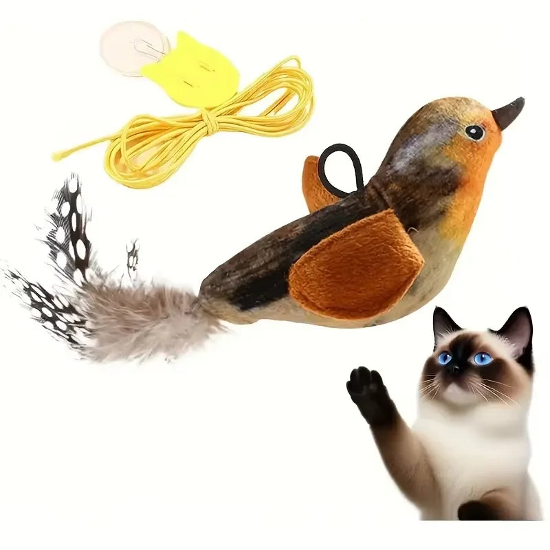 Wall Hanging Sound Sensing Bird Plush Catnip Toy For Kittens Interactive Teaser