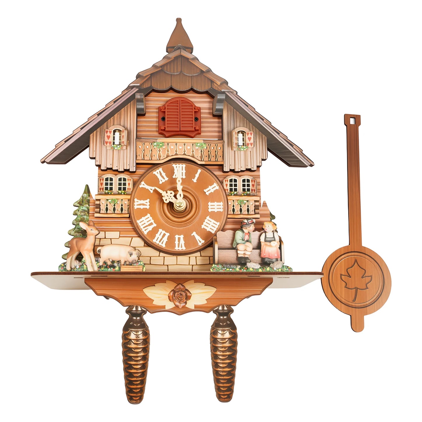 Wood Wall Cuckoo Clock With Chime And Time Scales Display