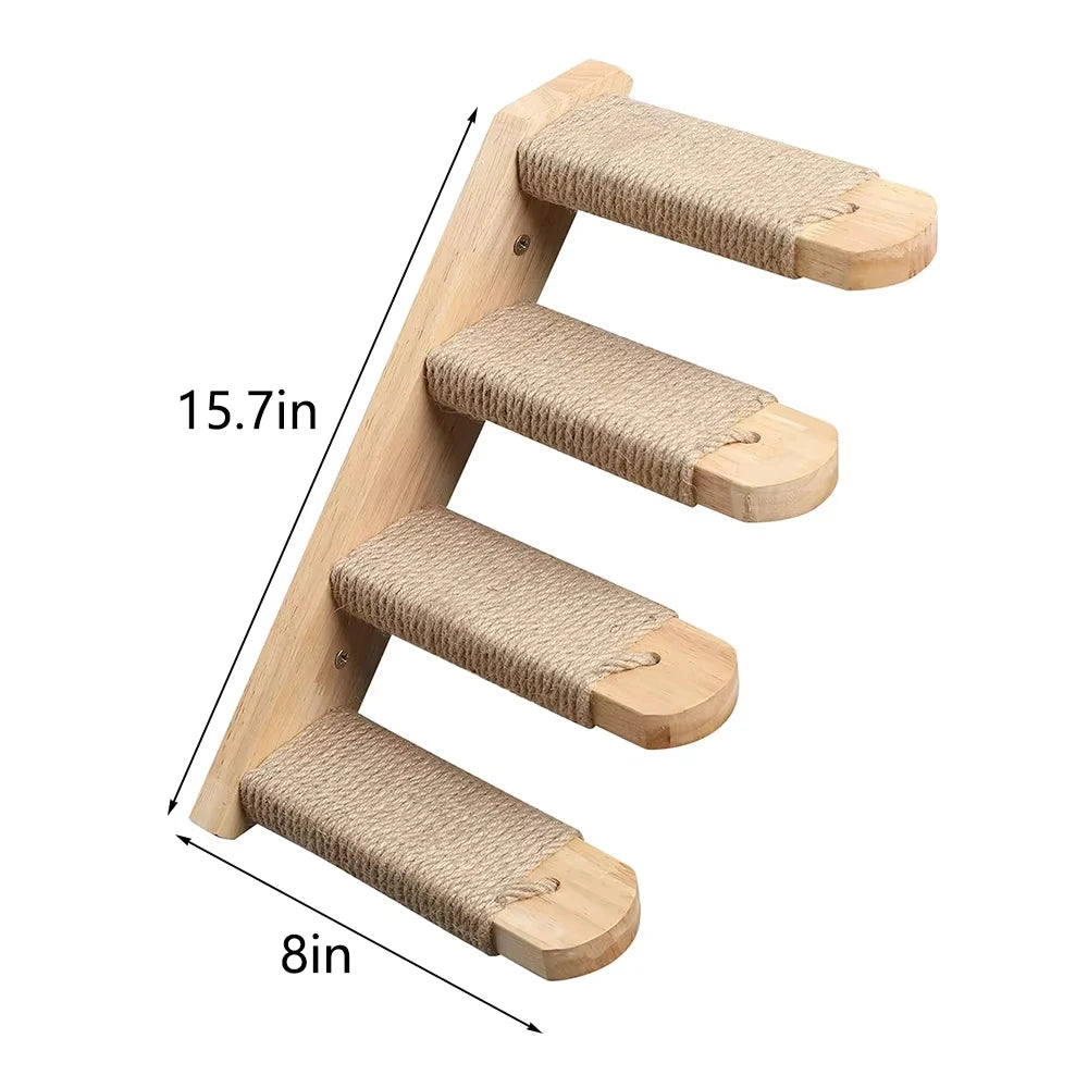 Cat Wall Mounted Climbing Shelf With Sisal Scratching Post