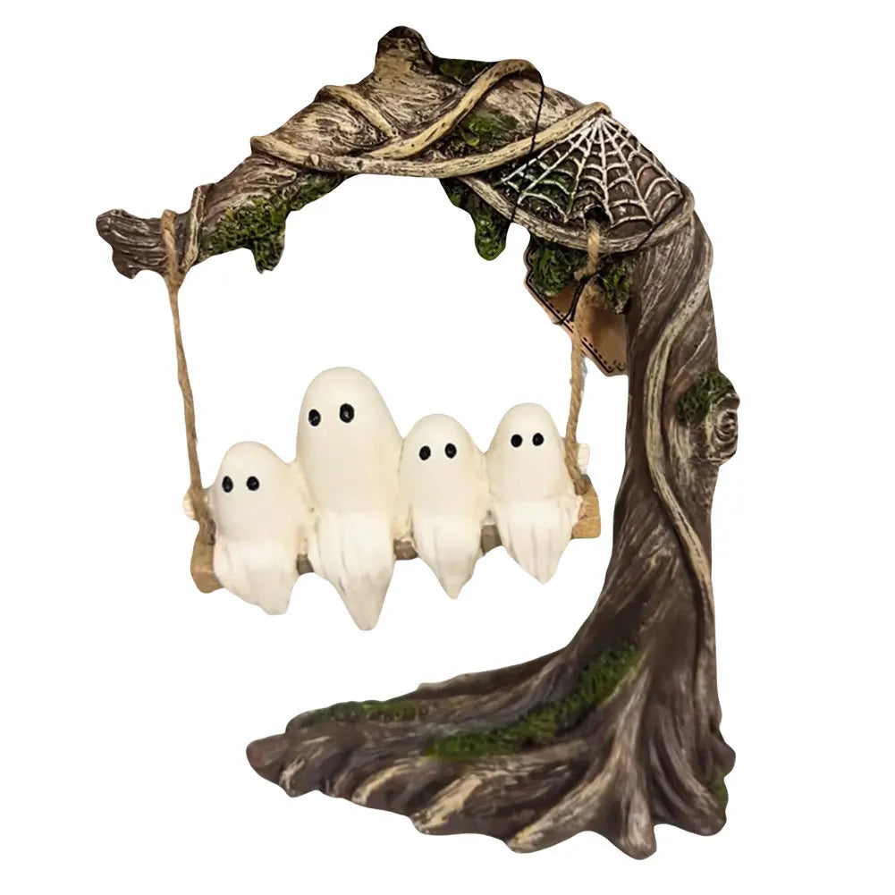 Shunmaii Halloween Swing Ghost Figurine Resin Ornament For Desk
