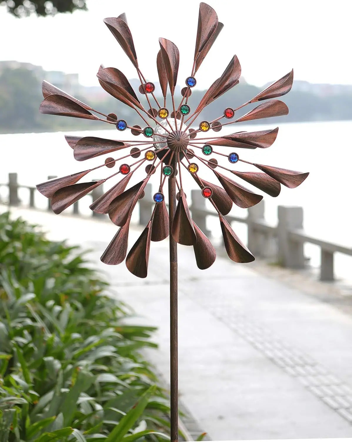 Solar-Powered Kinetic Wind Spinner With LED Lights