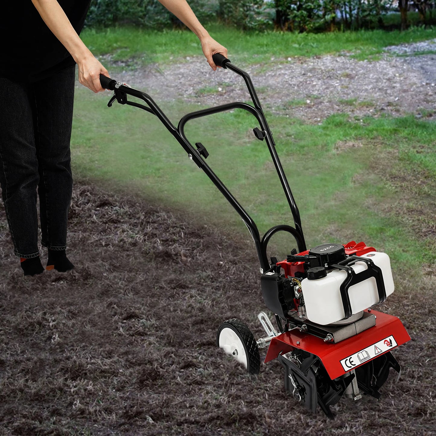 52CC Gas Tiller Cultivator 1700W Rototiller Garden Tool