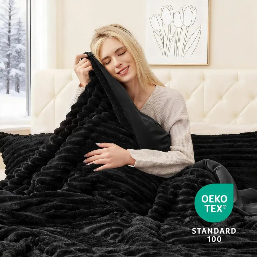 Fluffy Comforter Set Ultrasoft Flannel 3 Piece Bedding
