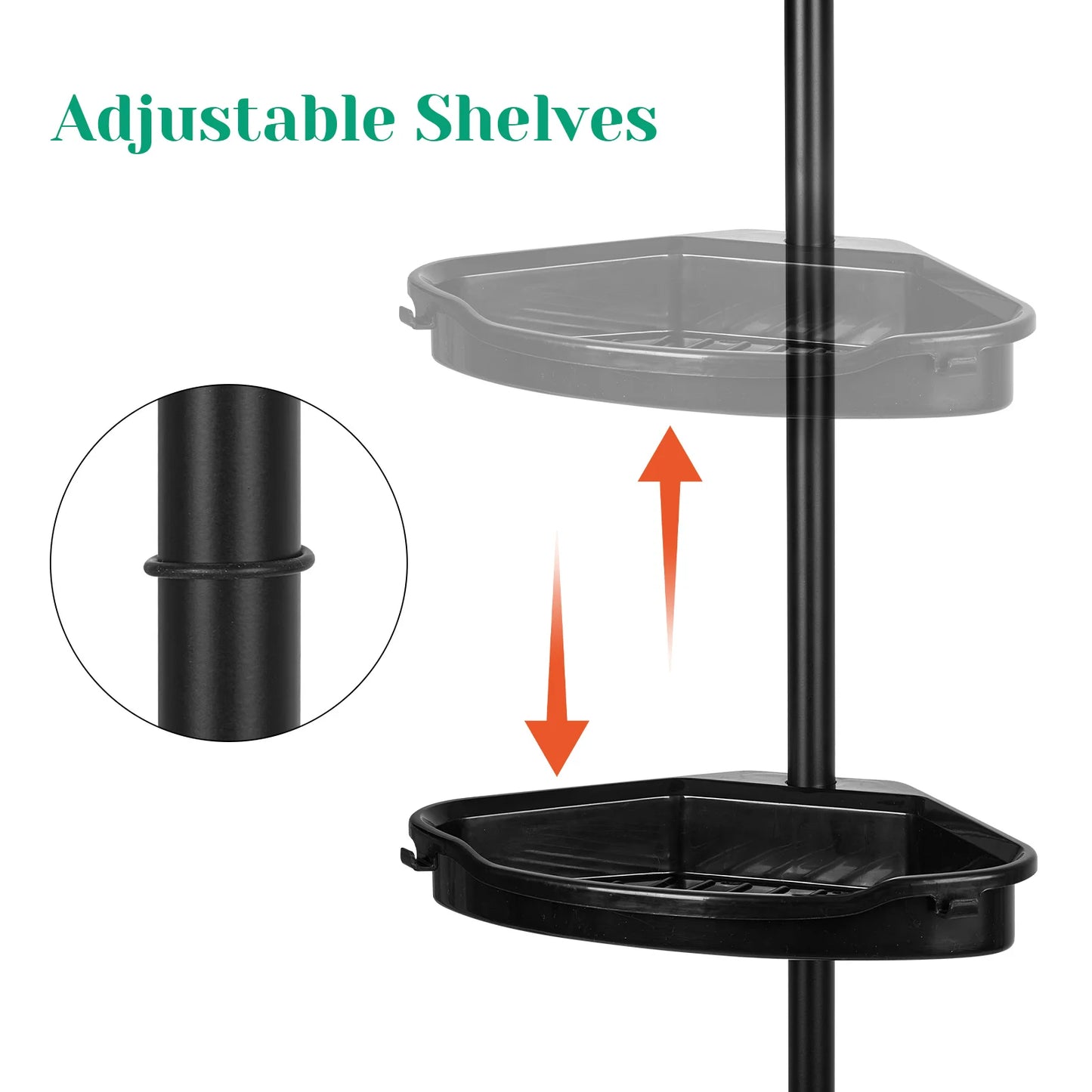 HiMISSH Corner Shower Caddy Tension Pole 4-Tier Organizer