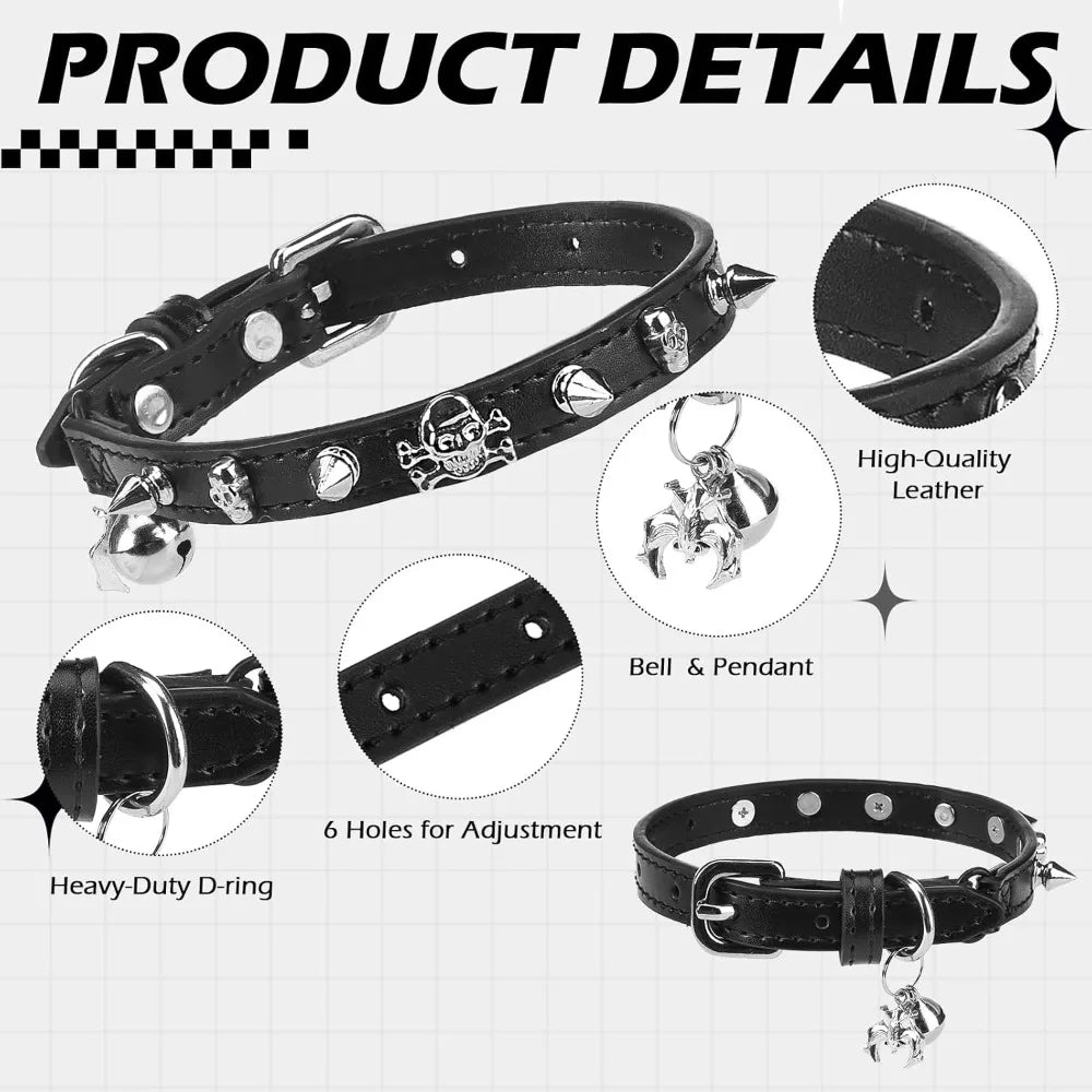 Adjustable Leather Cat Collar With Safety Elastic D-Ring Buckle