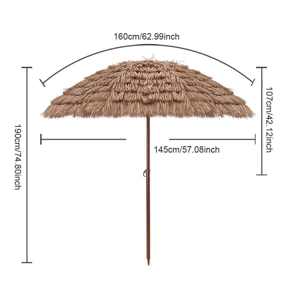NovaSphere Thatched Tiki Umbrella 8-Rib Outdoor Patio