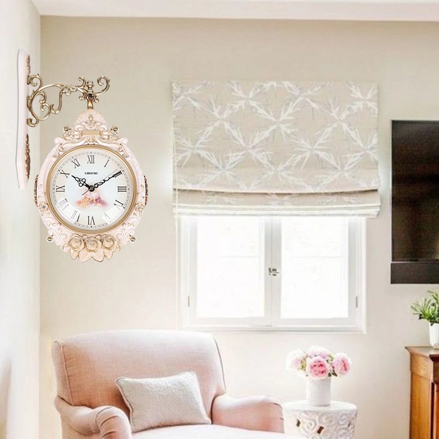 Double Sided Modern Wall Clock Quartz Glass And Metal Decor